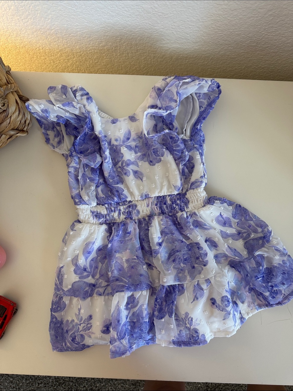 The Children's Place White and Lavender Floral Ruffle Dress